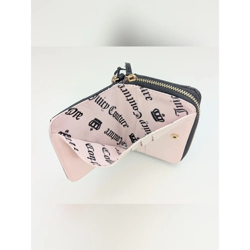 NWT Juicy Quilted Black Zip Wallet/Wristlet w/Gold Hardware, Chain & Charms